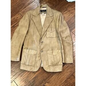 Vintage GRAIS Cabretta Leather Jacket Coat Blazer Light Brown Mens 42 Reg READ